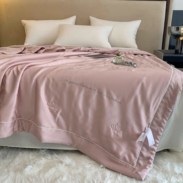 91家纺网 家纺一手货源 找家纺 榻尚 2023新款纯色80天丝胶原蛋白夏被夏凉被 素 素 豆沙