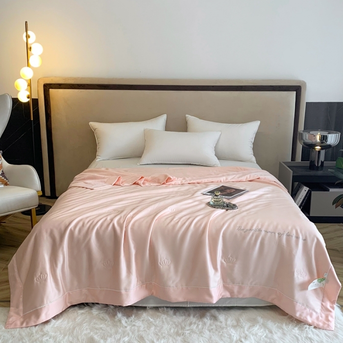 91家纺网 家纺一手货源 找家纺 榻尚 2023新款纯色80天丝胶原蛋白夏被夏凉被 素 素 粉