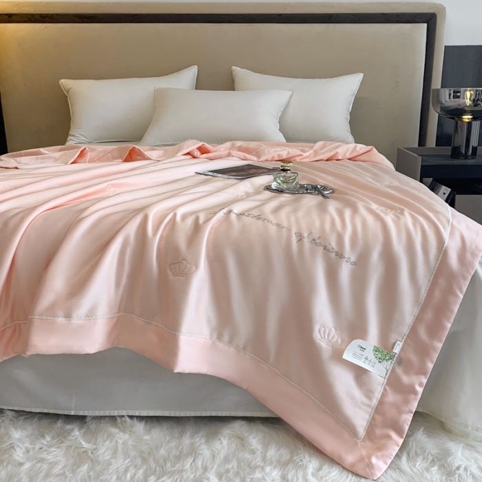 91家纺网 家纺一手货源 找家纺 榻尚 2023新款纯色80天丝胶原蛋白夏被夏凉被 素 素 粉