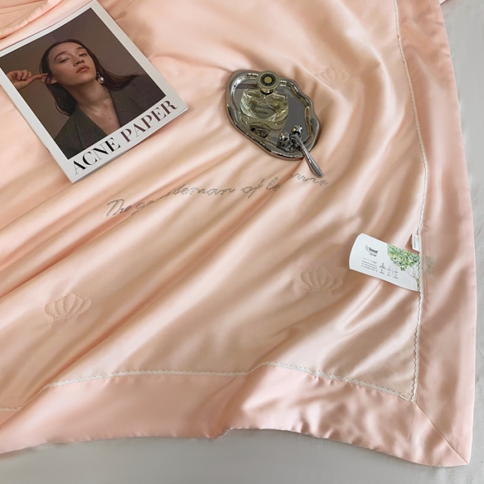 91家纺网 家纺一手货源 找家纺 榻尚 2023新款纯色80天丝胶原蛋白夏被夏凉被 素 素 粉