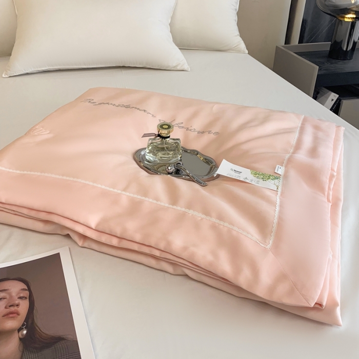 91家纺网 家纺一手货源 找家纺 榻尚 2023新款纯色80天丝胶原蛋白夏被夏凉被 素 素 粉