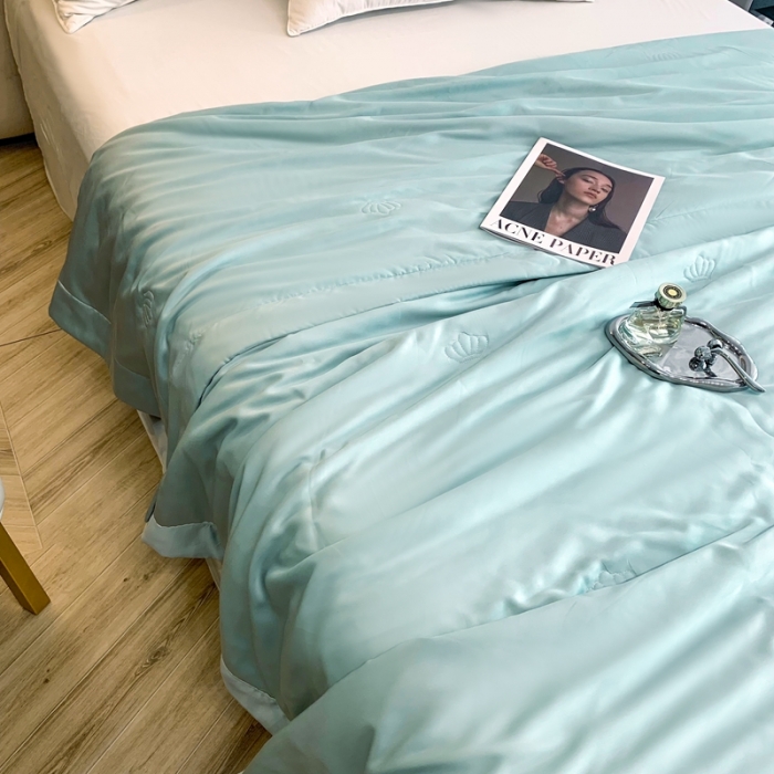 91家纺网 家纺一手货源 找家纺 榻尚 2023新款纯色80天丝胶原蛋白夏被夏凉被 素 素 湖蓝