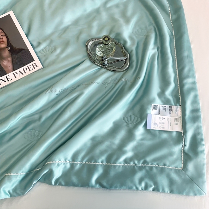 91家纺网 家纺一手货源 找家纺 榻尚 2023新款纯色80天丝胶原蛋白夏被夏凉被 素 素 湖蓝