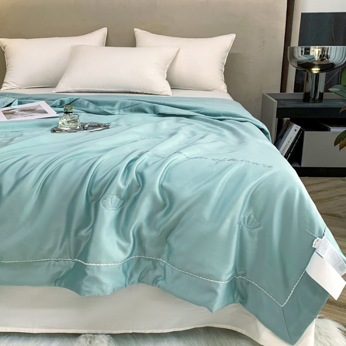 91家纺网 家纺一手货源 找家纺 榻尚 2023新款纯色80天丝胶原蛋白夏被夏凉被 素 素 湖蓝
