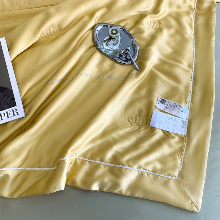 91家纺网 家纺一手货源 找家纺 榻尚 2023新款纯色80天丝胶原蛋白夏被夏凉被 素 素 黄