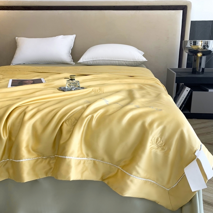 91家纺网 家纺一手货源 找家纺 榻尚 2023新款纯色80天丝胶原蛋白夏被夏凉被 素 素 黄