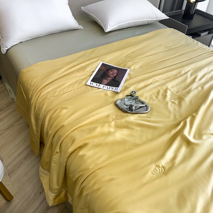 91家纺网 家纺一手货源 找家纺 榻尚 2023新款纯色80天丝胶原蛋白夏被夏凉被 素 素 黄