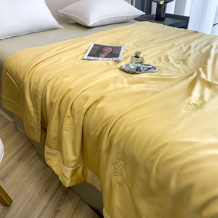 91家纺网 家纺一手货源 找家纺 榻尚 2023新款纯色80天丝胶原蛋白夏被夏凉被 素 素 黄