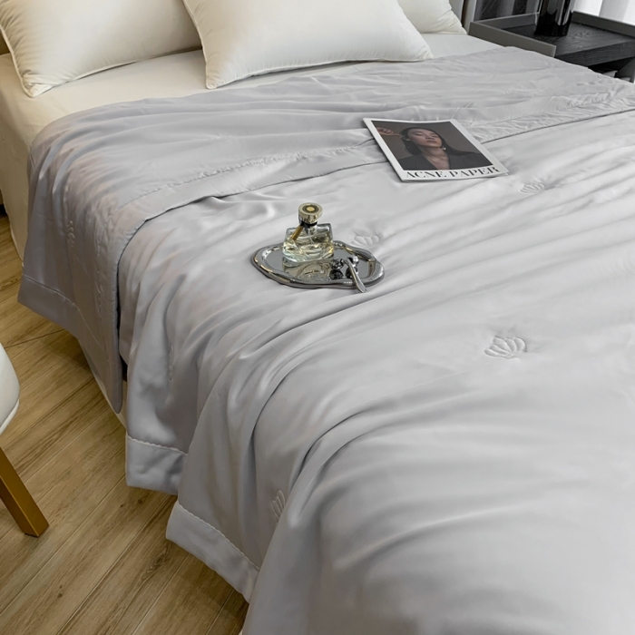 91家纺网 家纺一手货源 找家纺 榻尚 2023新款纯色80天丝胶原蛋白夏被夏凉被 素 素 灰