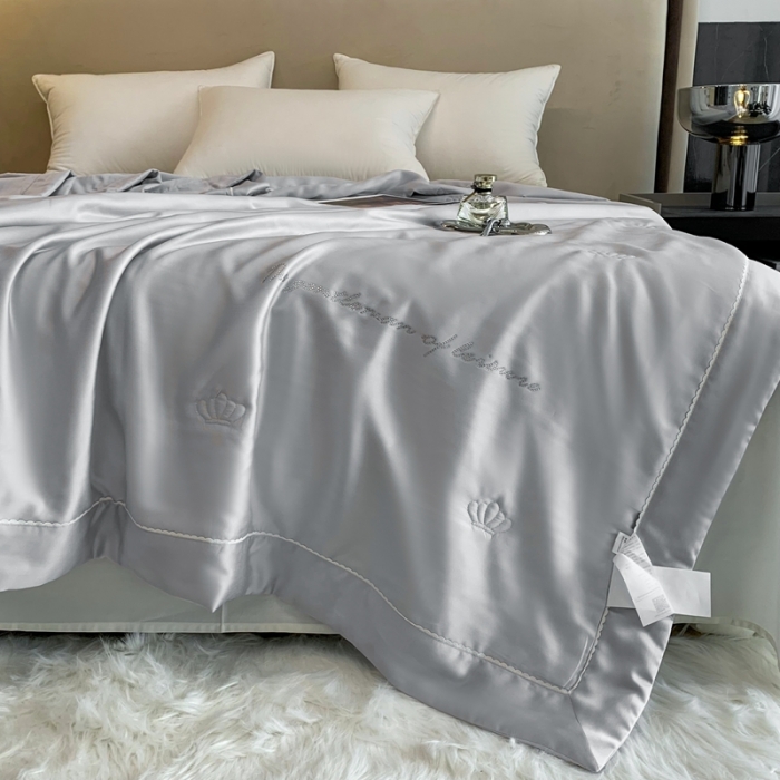 91家纺网 家纺一手货源 找家纺 榻尚 2023新款纯色80天丝胶原蛋白夏被夏凉被 素 素 灰