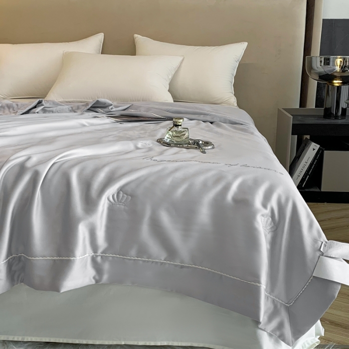 91家纺网 家纺一手货源 找家纺 榻尚 2023新款纯色80天丝胶原蛋白夏被夏凉被 素 素 灰