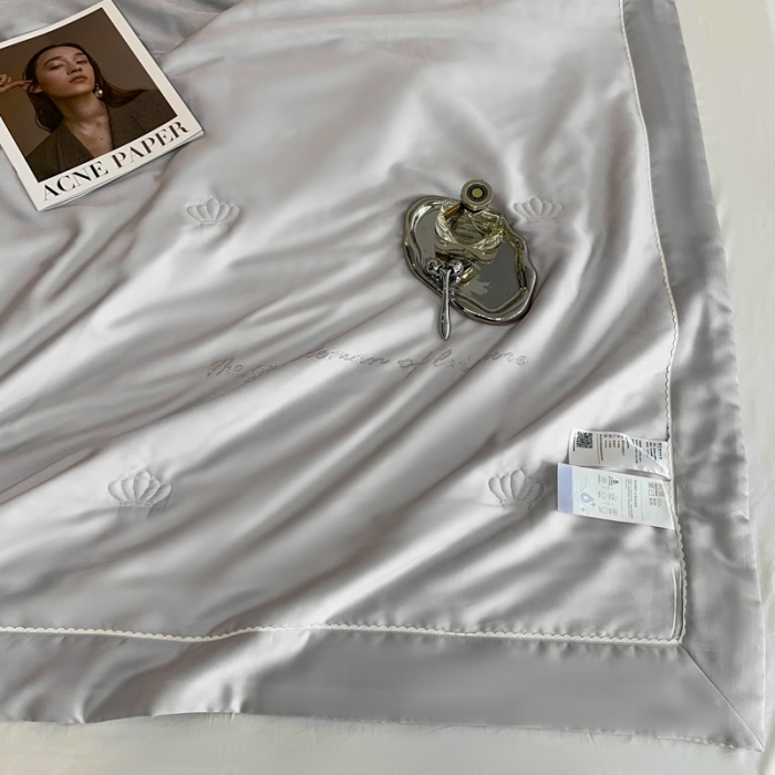 91家纺网 家纺一手货源 找家纺 榻尚 2023新款纯色80天丝胶原蛋白夏被夏凉被 素 素 灰