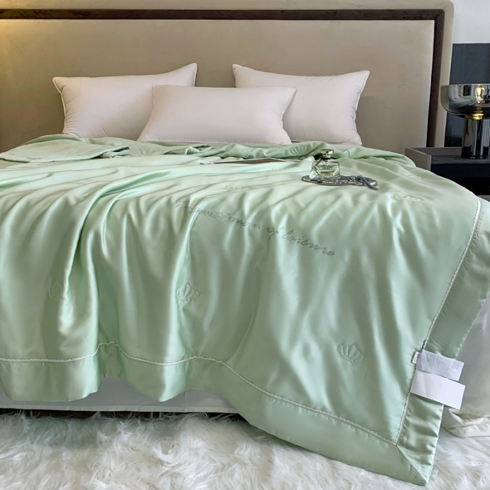 91家纺网 家纺一手货源 找家纺 榻尚 2023新款纯色80天丝胶原蛋白夏被夏凉被 素 素 绿