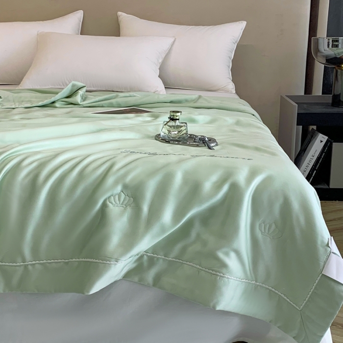 91家纺网 家纺一手货源 找家纺 榻尚 2023新款纯色80天丝胶原蛋白夏被夏凉被 素 素 绿