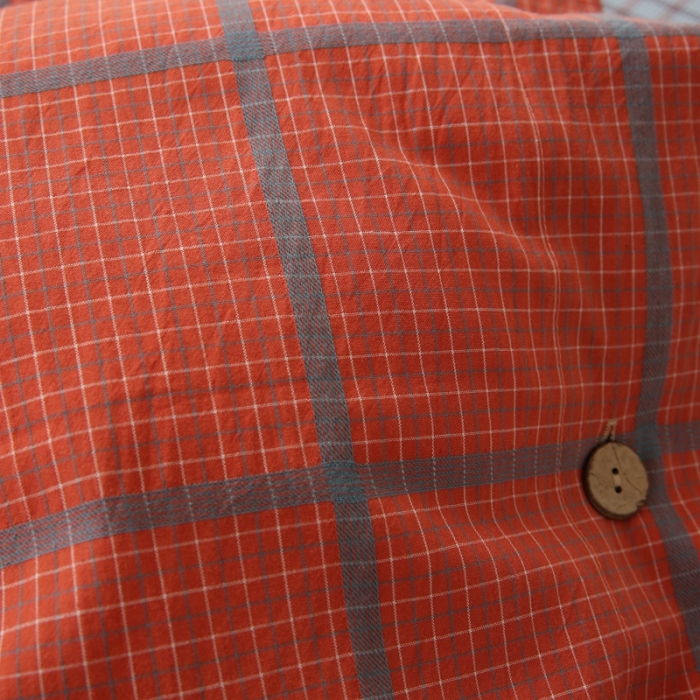 91家纺网 家纺一手货源 找家纺 榻尚 经典田园格子全棉色织水洗棉四件套 蒂曼（红蓝）