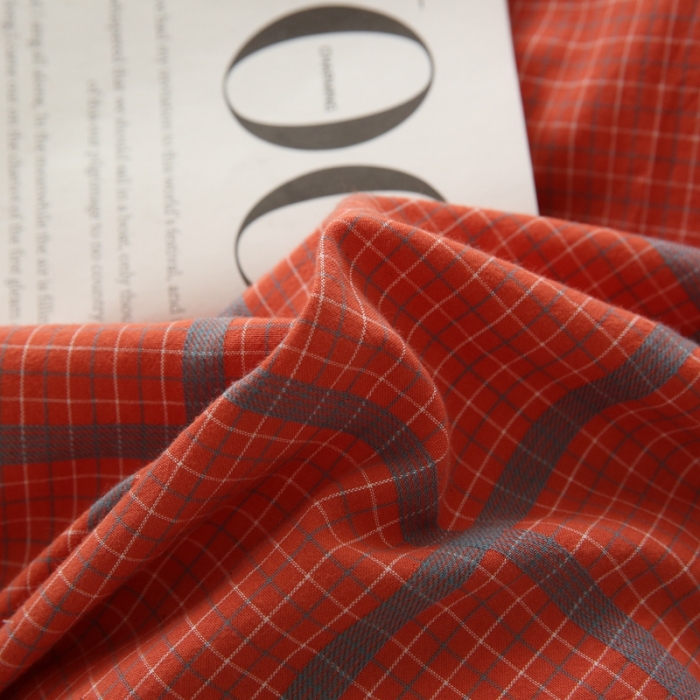 91家纺网 家纺一手货源 找家纺 榻尚 经典田园格子全棉色织水洗棉四件套 蒂曼（红蓝）