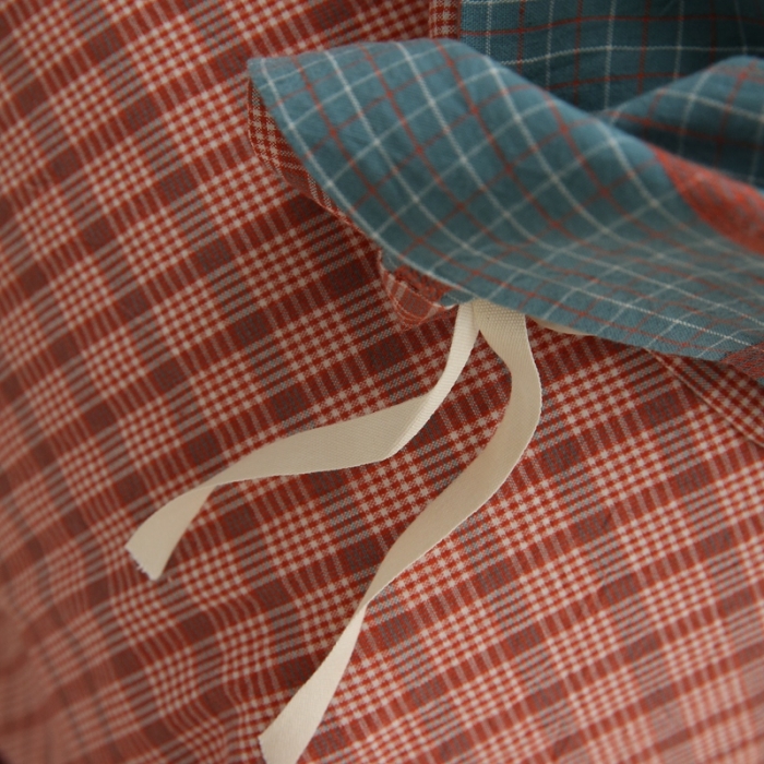 91家纺网 家纺一手货源 找家纺 榻尚 经典田园格子全棉色织水洗棉四件套 芙格（蓝红）