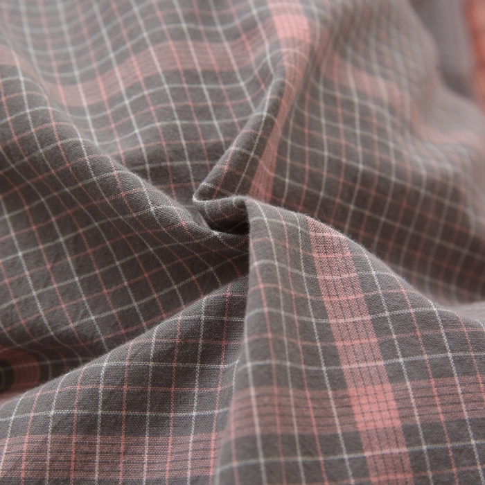 91家纺网 家纺一手货源 找家纺 榻尚 经典田园格子全棉色织水洗棉四件套 亦梵（灰粉）