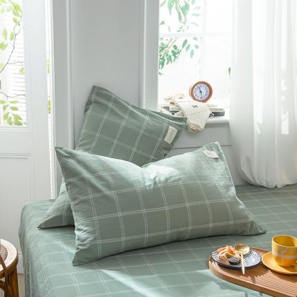 91家纺网 家纺一手货源 找家纺 （总）春皖 2023新款色织水洗棉上下铺单枕套48*74cm