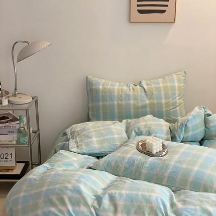 91家纺网 家纺一手货源 找家纺 （总）艾咪 新款少女风全棉色织水洗棉四件套三件套纯棉