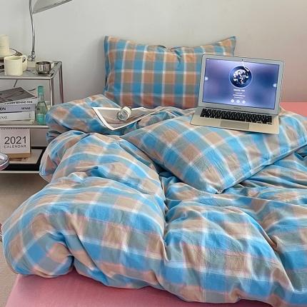 91家纺网 家纺一手货源 找家纺 （总）艾咪 新款少女风全棉色织水洗棉四件套三件套纯棉