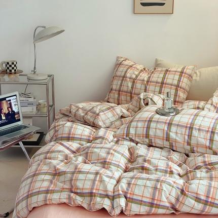 91家纺网 家纺一手货源 找家纺 （总）艾咪 新款少女风全棉色织水洗棉四件套三件套纯棉