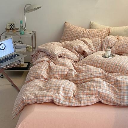 91家纺网 家纺一手货源 找家纺 （总）艾咪 新款少女风全棉色织水洗棉四件套三件套纯棉