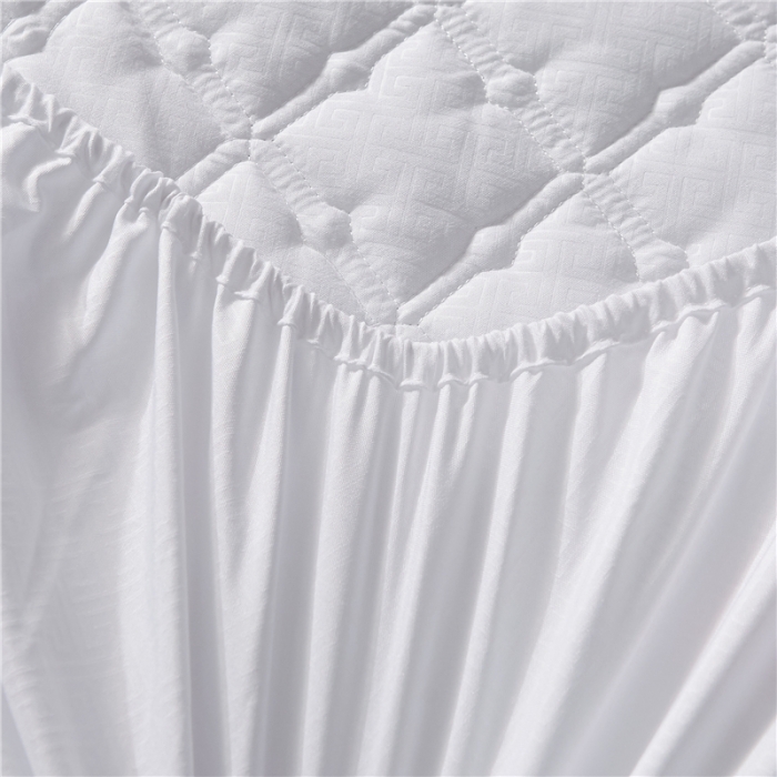 91家纺网 家纺一手货源 找家纺 雪云美 2022亲肤棉磨毛夹棉床笠全包床垫保护套黄金格-白