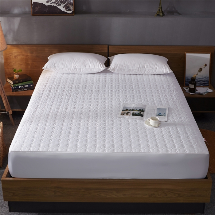 91家纺网 家纺一手货源 找家纺 雪云美 2022亲肤棉磨毛夹棉床笠全包床垫保护套黄金格-白