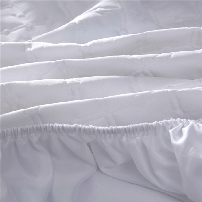 91家纺网 家纺一手货源 找家纺 雪云美 2022亲肤棉磨毛夹棉床笠全包床垫保护套黄金格-白