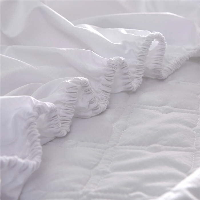 91家纺网 家纺一手货源 找家纺 雪云美 2022亲肤棉磨毛夹棉床笠全包床垫保护套黄金格-白