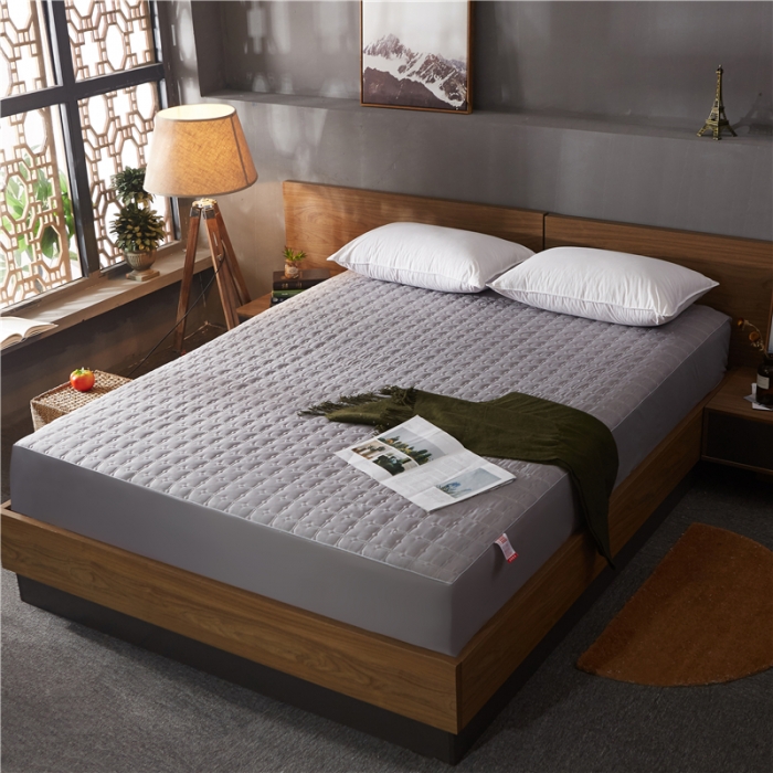 91家纺网 家纺一手货源 找家纺 雪云美 2022亲肤棉磨毛夹棉床笠全包床垫保护套黄金格-灰