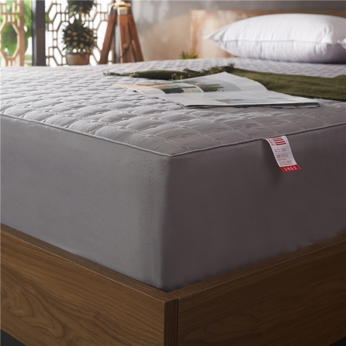 91家纺网 家纺一手货源 找家纺 雪云美 2022亲肤棉磨毛夹棉床笠全包床垫保护套黄金格-灰