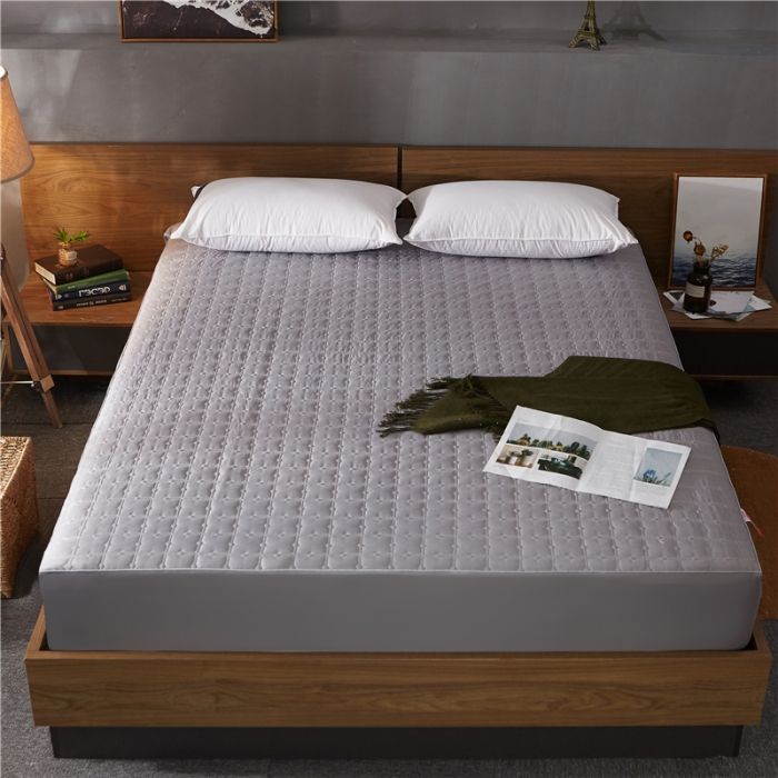 91家纺网 家纺一手货源 找家纺 雪云美 2022亲肤棉磨毛夹棉床笠全包床垫保护套黄金格-灰