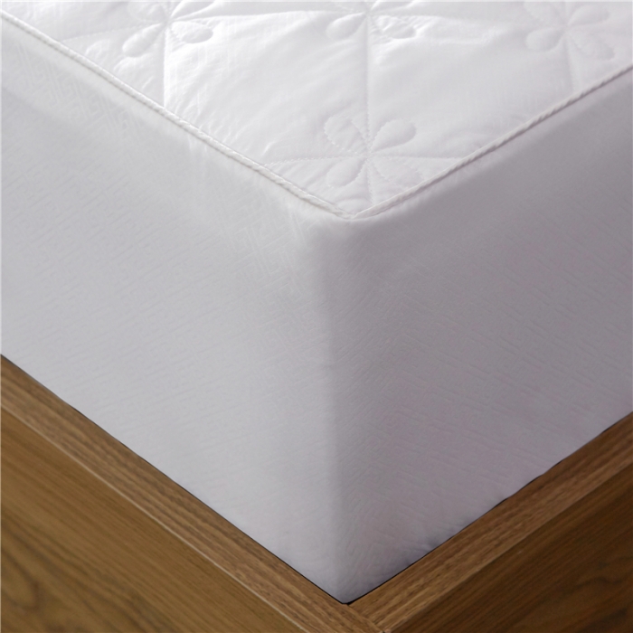 91家纺网 家纺一手货源 找家纺 雪云美 2022亲肤棉磨毛夹棉床笠全包床垫保护套四叶草-白