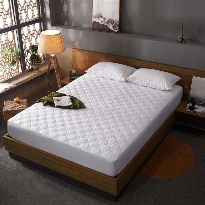 91家纺网 家纺一手货源 找家纺 雪云美 2022亲肤棉磨毛夹棉床笠全包床垫保护套四叶草-白