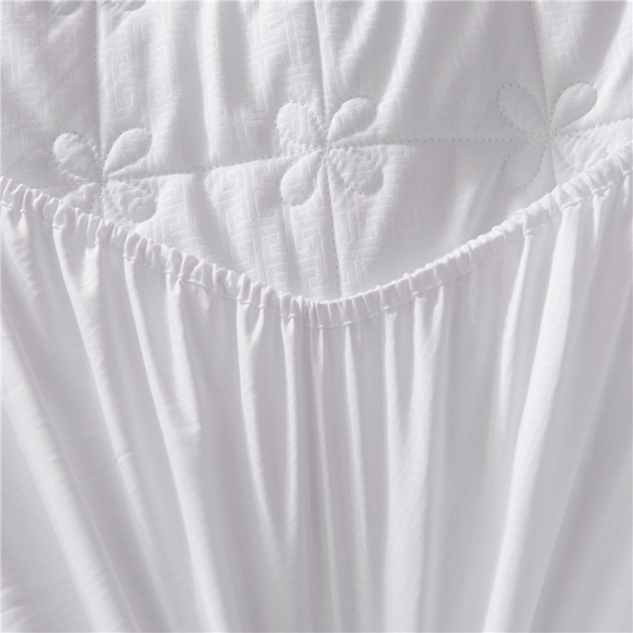 91家纺网 家纺一手货源 找家纺 雪云美 2022亲肤棉磨毛夹棉床笠全包床垫保护套四叶草-白