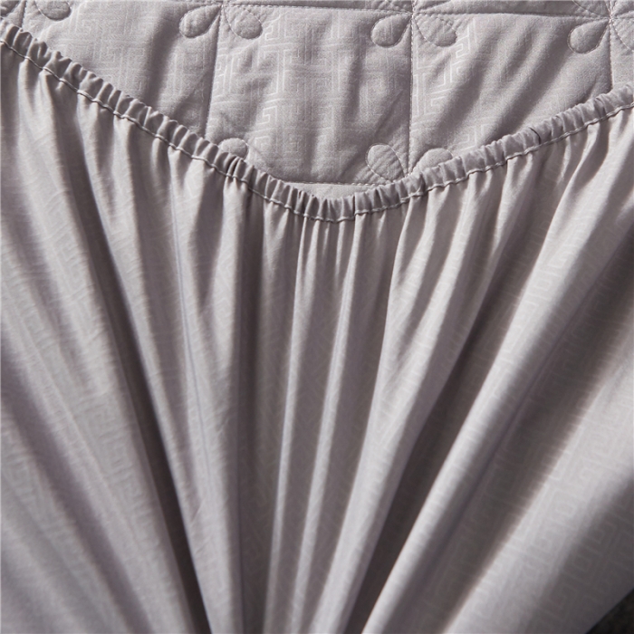 91家纺网 家纺一手货源 找家纺 雪云美 2022亲肤棉磨毛夹棉床笠全包床垫保护套四叶草-灰