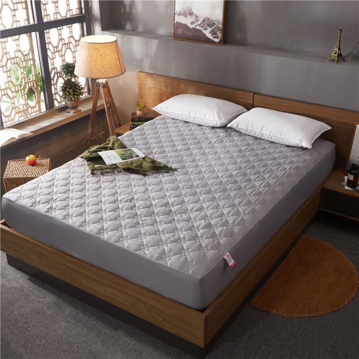 91家纺网 家纺一手货源 找家纺 雪云美 2022亲肤棉磨毛夹棉床笠全包床垫保护套四叶草-灰