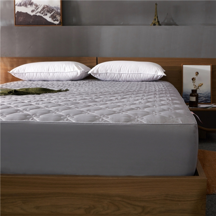 91家纺网 家纺一手货源 找家纺 雪云美 2022亲肤棉磨毛夹棉床笠全包床垫保护套四叶草-灰