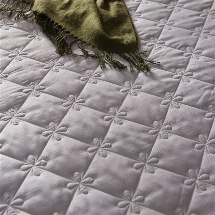 91家纺网 家纺一手货源 找家纺 雪云美 2022亲肤棉磨毛夹棉床笠全包床垫保护套四叶草-灰