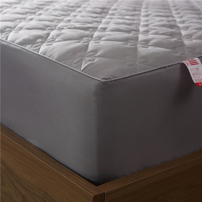 91家纺网 家纺一手货源 找家纺 雪云美 2022亲肤棉磨毛夹棉床笠全包床垫保护套四叶草-灰