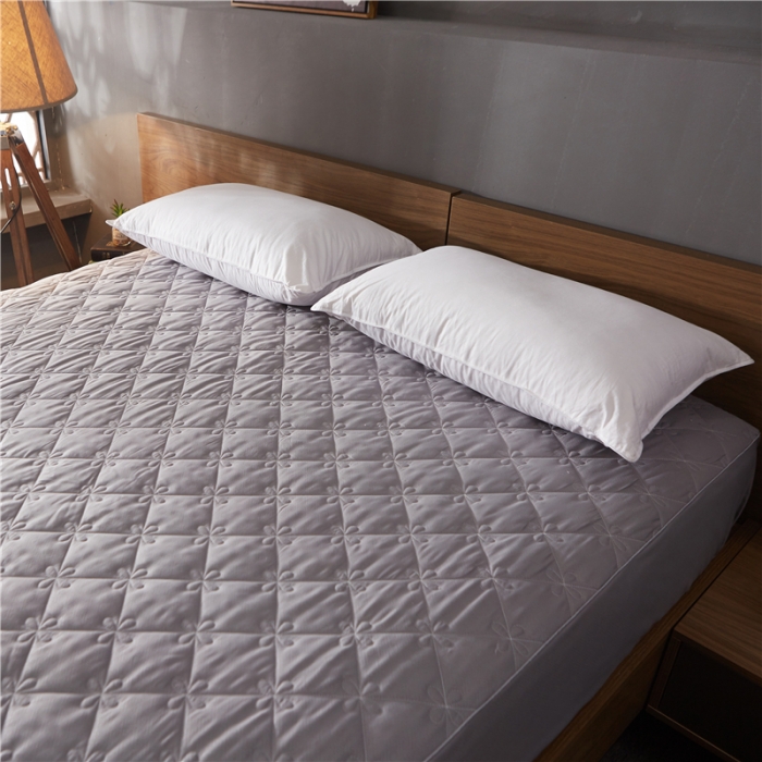 91家纺网 家纺一手货源 找家纺 雪云美 2022亲肤棉磨毛夹棉床笠全包床垫保护套四叶草-灰