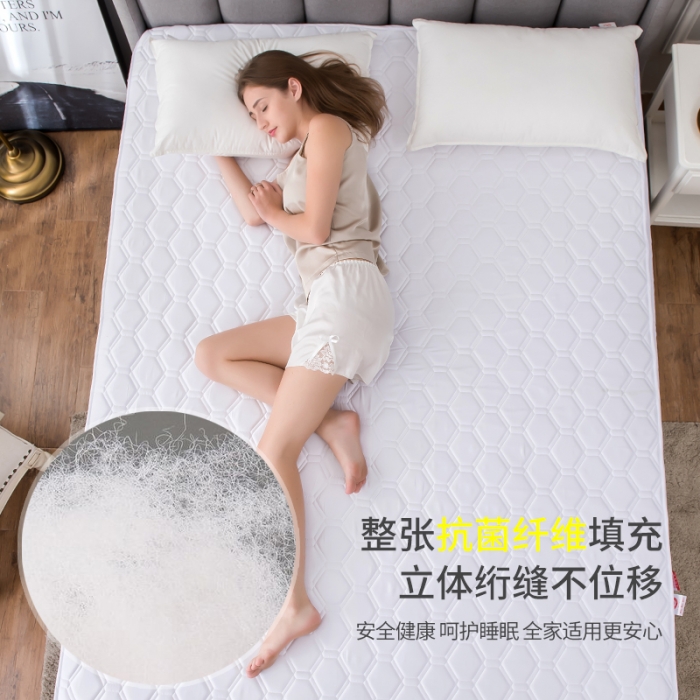 91家纺网 家纺一手货源 找家纺 雪云美全棉纯色抗菌防螨夹棉床笠133*72纯棉可定制白色