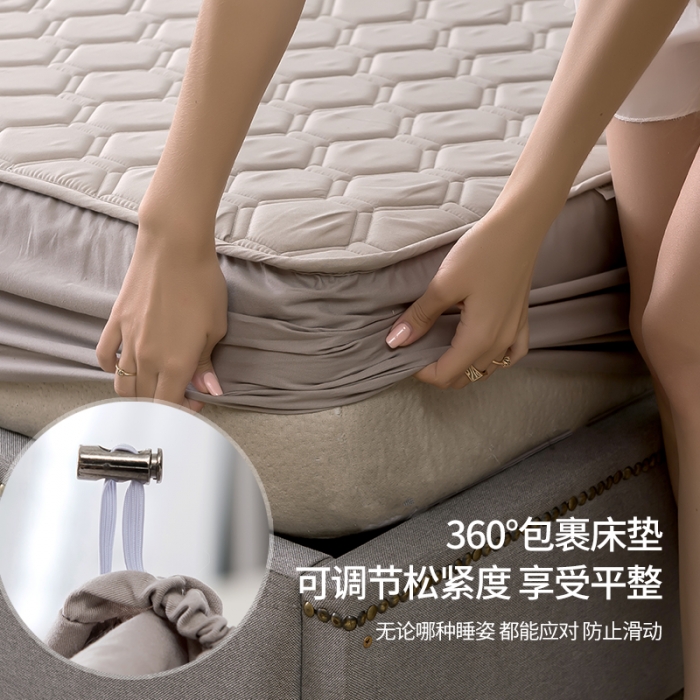 91家纺网 家纺一手货源 找家纺 雪云美全棉纯色抗菌防螨夹棉床笠133*72纯棉可定制灰色