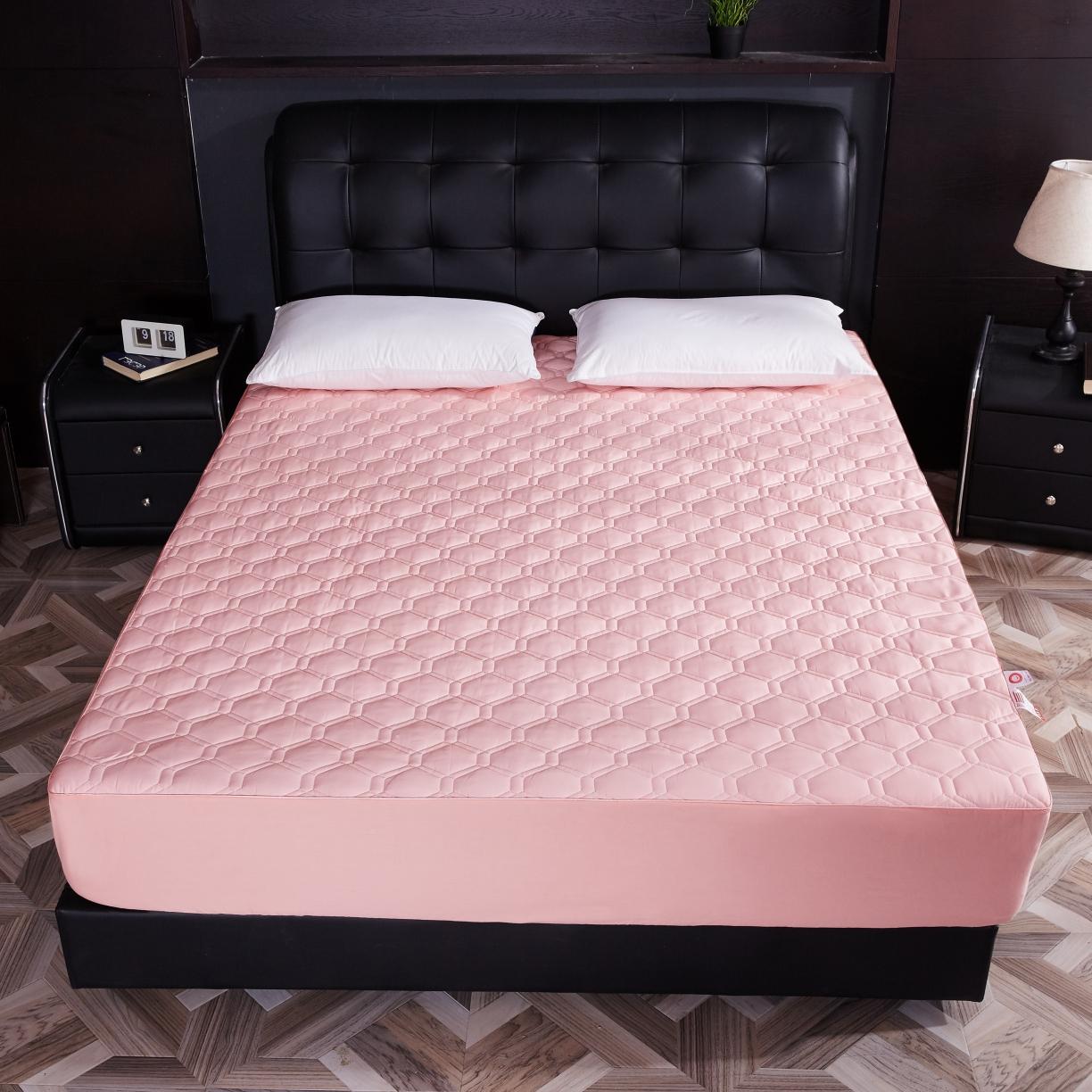 91家纺网 家纺一手货源 找家纺 雪云美全棉纯色抗菌防螨夹棉床笠133*72纯棉可定制玉色