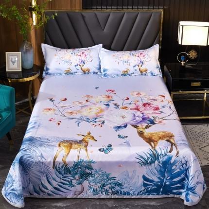 91家纺网 家纺一手货源 找家纺 （总）艺玲 2022新款大版印花冰丝凉席三件套