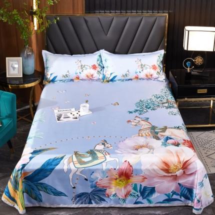 91家纺网 家纺一手货源 找家纺 （总）艺玲 2022新款大版印花冰丝凉席三件套