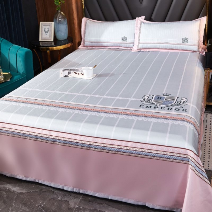 91家纺网 家纺一手货源 找家纺 艺玲 2022新款大版印花冰丝凉席三件套 路边的风