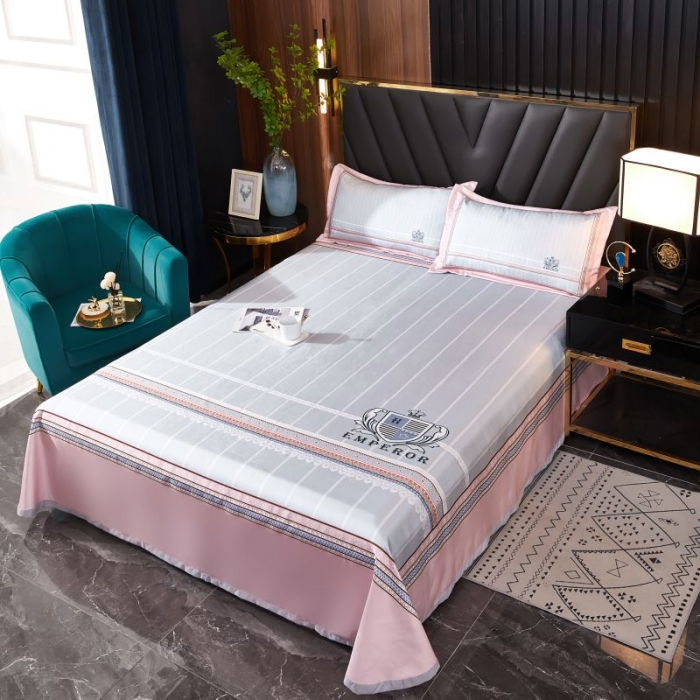 91家纺网 家纺一手货源 找家纺 艺玲 2022新款大版印花冰丝凉席三件套 路边的风